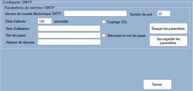 E-Mail Recipient Slips - SMTP Settings-Fr